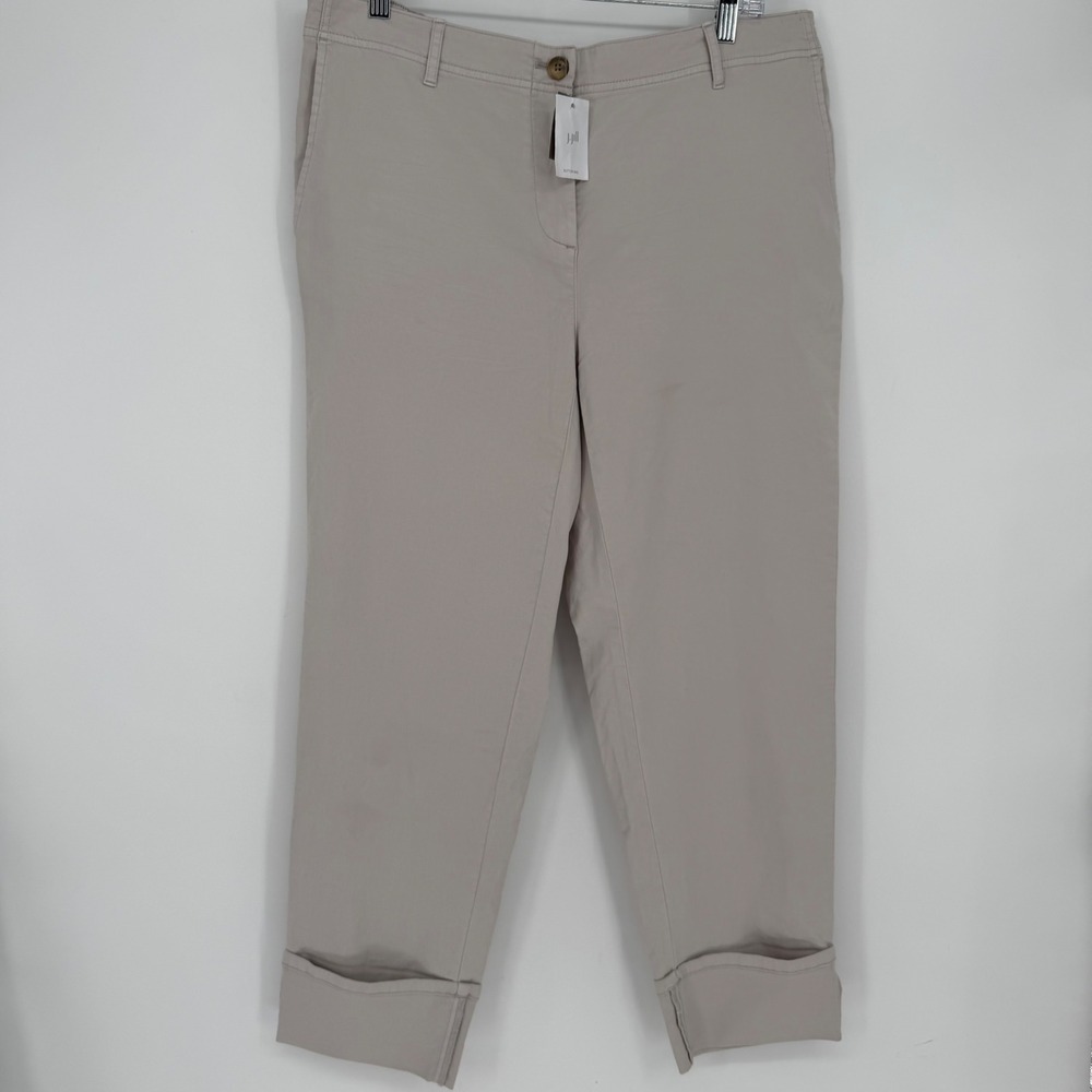 J. Jill Crop Pants Light Sterling Grey Cotton Tencel Blend Rolled Cuffed Size 16